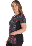 Cherokee Prints- CK793 V-Neck Print Top in Nurse Power